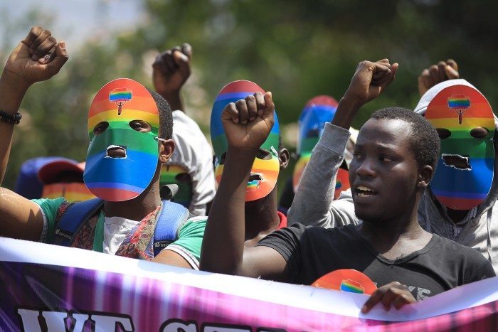 Kenyan LGBT supporters protest against Uganda's anti-gay bill